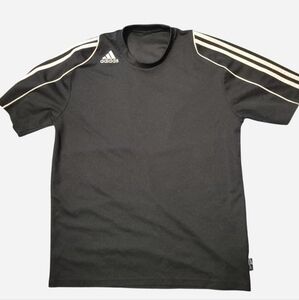 adidas black climalite three stripe t shirt